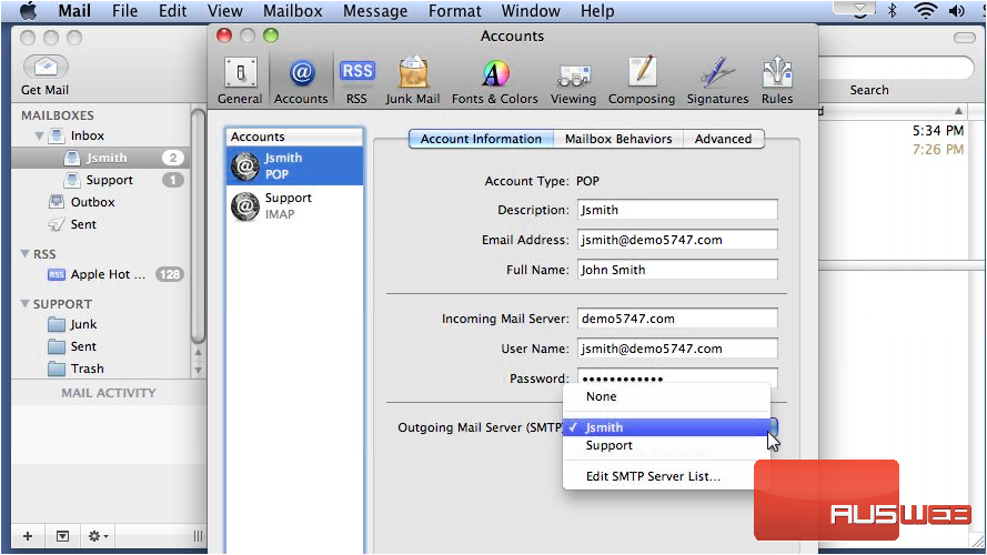 mac mail outgoing server settings