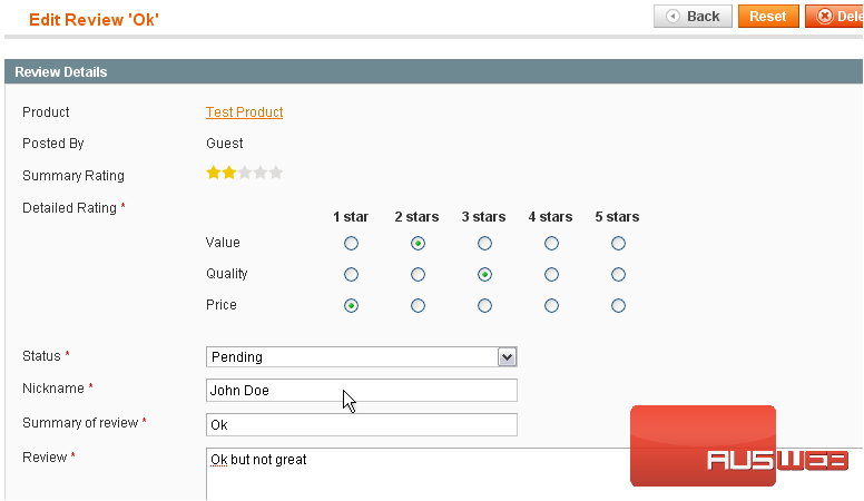 Enable product reviews in Magento - Web24